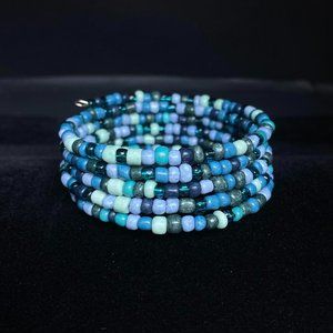 Multi-Toned Blue Wire Wrap Bracelet